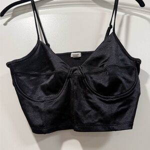 Garage Satin Black Bustier Top
